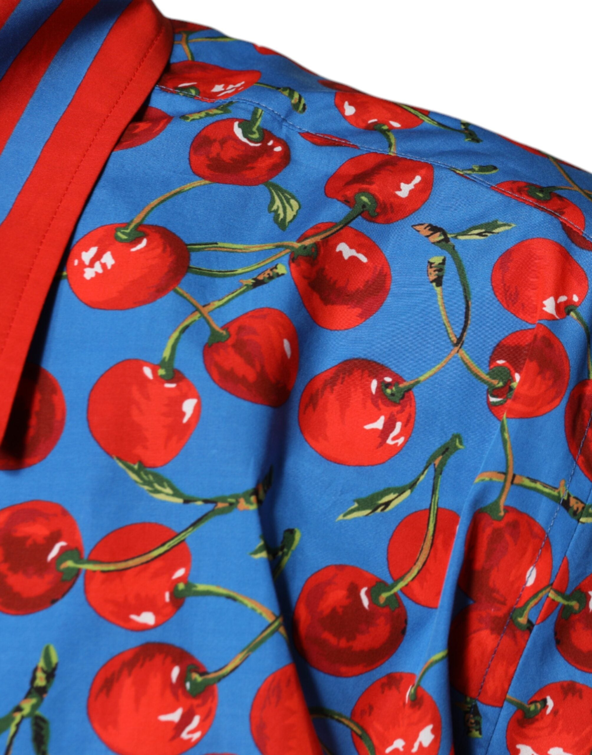 Dolce & Gabbana Blue Cherry Cotton Button-Down Casual Shirt